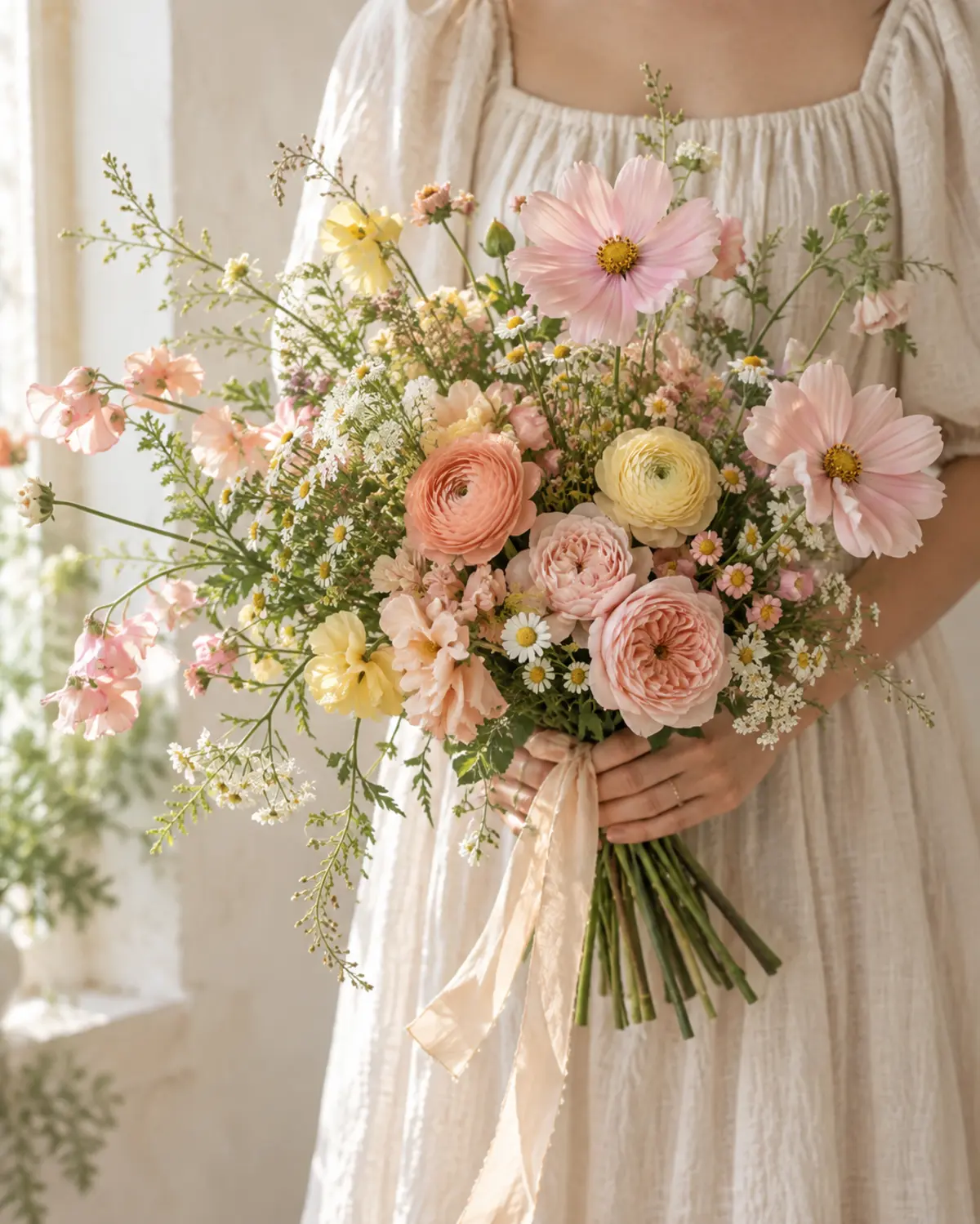 Joyful hand-held custom meadow bouquet